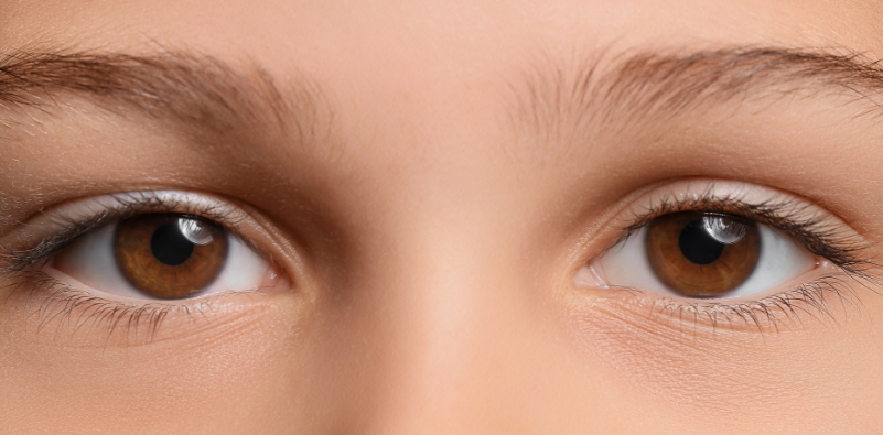 Close-up of a child’s eyes, highlighting children’s eye health and vision.